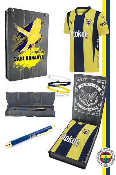Fenerbahçe 2024 New Season Yellow Navy Blue Jersey and Bracelet Set - Stick Pencil