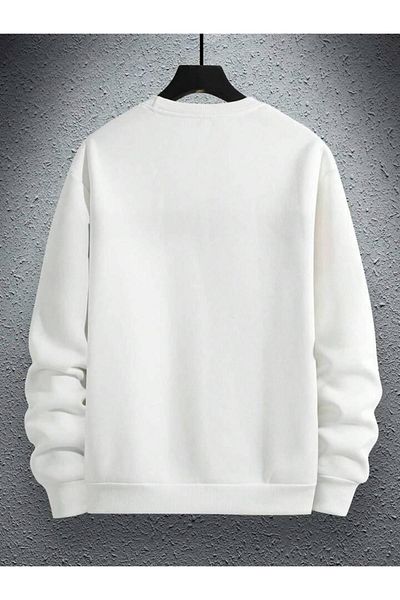 CAST COLLECTİON White Paris Printed Men's Sweatshirt - Crew Neck