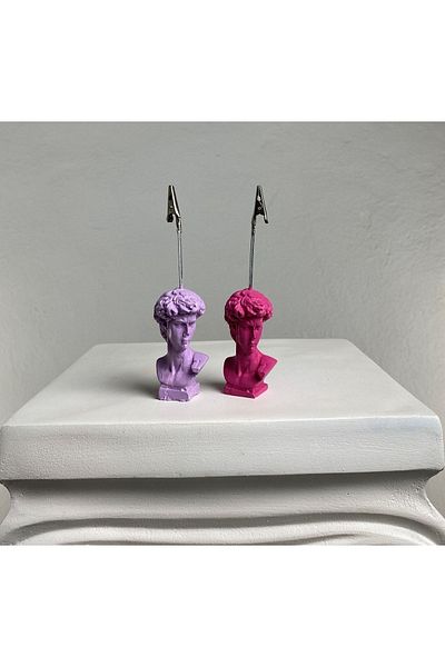 Melouro Lilac And Fuchsia David Sculpture Note Holder Set of 2