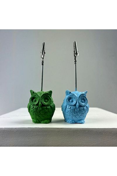 Melouro Owl Note Holder Set of 2 (green - Light Blue)