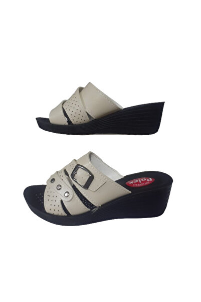 POLEX Women's Stylish Daily Slippers - Cream Buckle, Narrow Fit, Orthopedic Sole plexx75-66