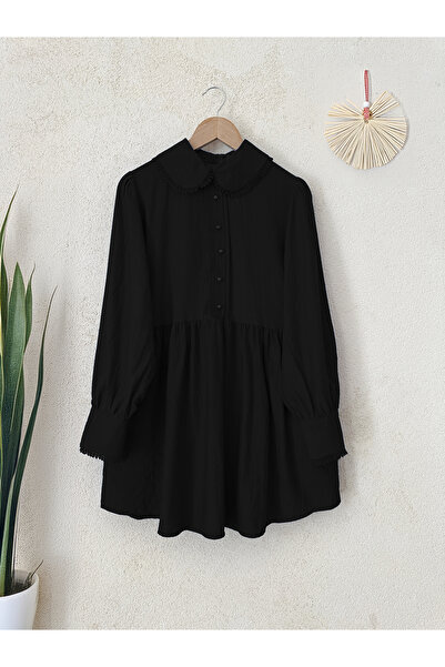 MODAQU Fekete csipke baba galléros tunika