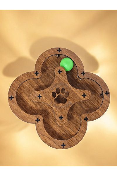 Quun Emse Natural Wooden Cat Toy - Two Layers, Spring Ball, First in Turkey