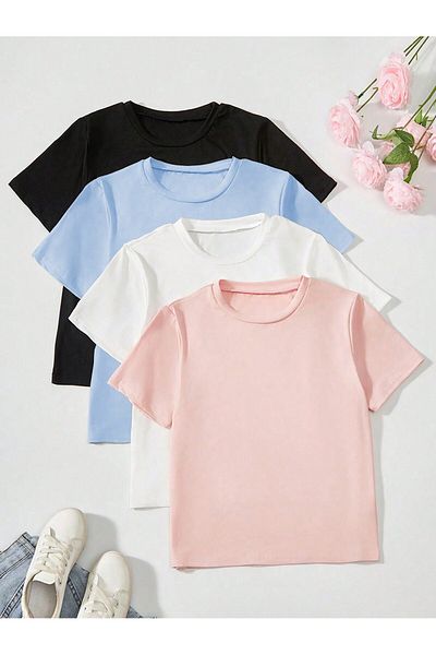 DAXİS Sportwear Company Σετ 4 Παιδικά T-Shirts με λαιμόκοψη - Κορίτσι/Αγόρι