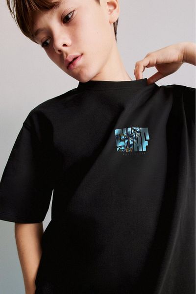Surf California Printed Black Kids T-shirt