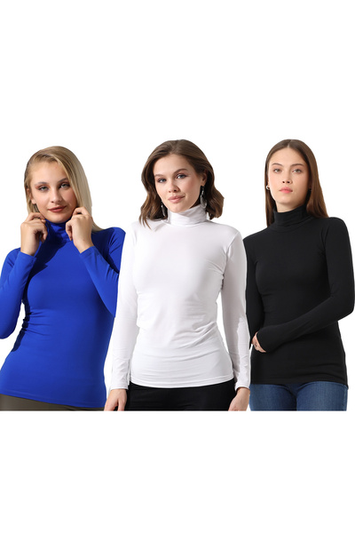 Endies Γυναικεία μπλούζα με μακρυμάνικο ζιβάγκο 39833 - ΜΑΥΡΟ/ΛΕΥΚΟ/SAKS 3 Πακ