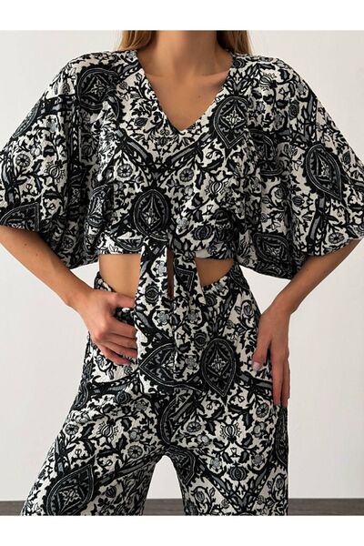 İLKCET MODA Gray Patterned Style Women's Set