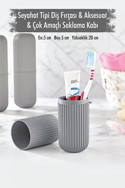 Depa Gri Seyahat Tipi Diş Fırçası & Aksesuar Kutusu & Çok Amaçlı Saklama Kabı