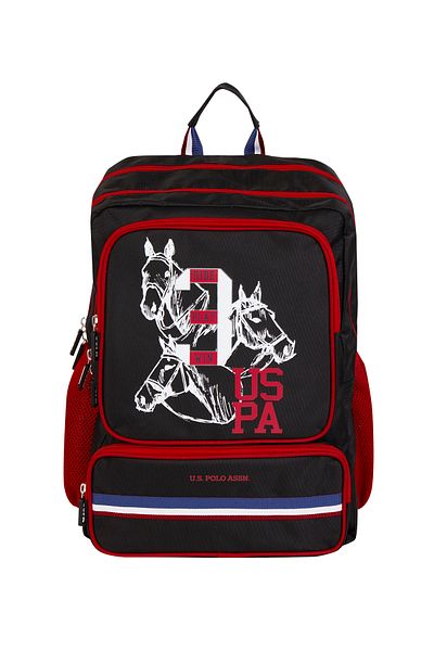 U.S. Polo Assn. US POLO ASSN. PLCAN24209 - BlacK and Red Fan Primary School BacKpacK