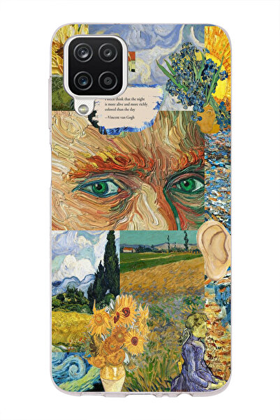moonset Samsung Galaxy A12/M12 Uyumlu Van Gogh Tasarımlı Baskılı Şeffaf Telef...