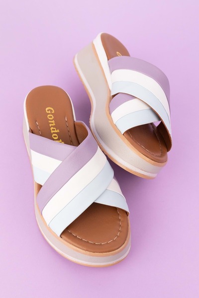 Gondol Жіночі справжні шкіряні тапочки на платформі, кольорові, Mlk.5350