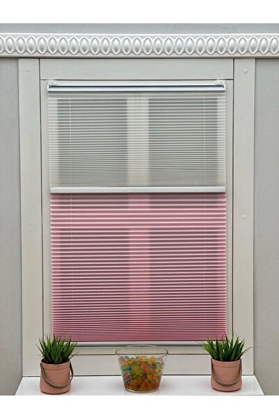 YAZAR HOME Gece Gündüz Katlanabilir Pembe Cam Balkon Plise Perde