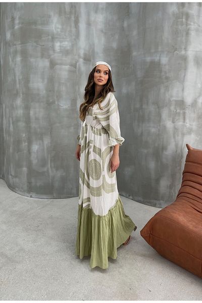 Bak'ap Rochie etnică lungă cu model Seersucker Boem