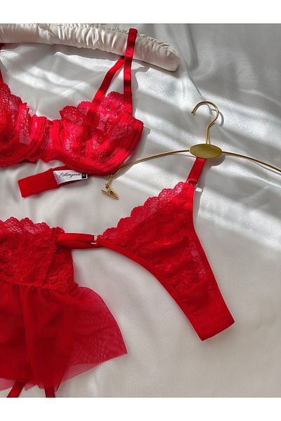 EDLİNGERİE Red Dolce Garter Set