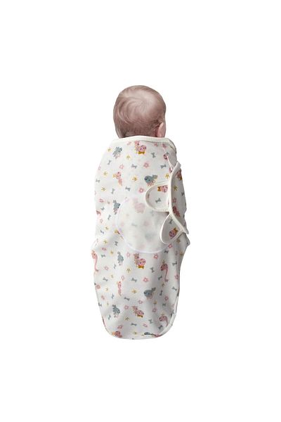 Sevi Bebe Unisex Baby White Interlock Swaddle Dinosaur