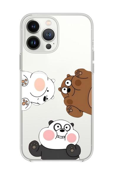 mooodcase iPhone 14 Pro Max Uyumlu Cute Animals Desenli Premium Şeffaf Silikon Kılıf
