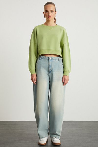 GRIMELANGE DANBI Damen-Sweatshirt aus gestricktem Stoff mit Rundhalsausschnitt und langen Ärmeln in Grün
