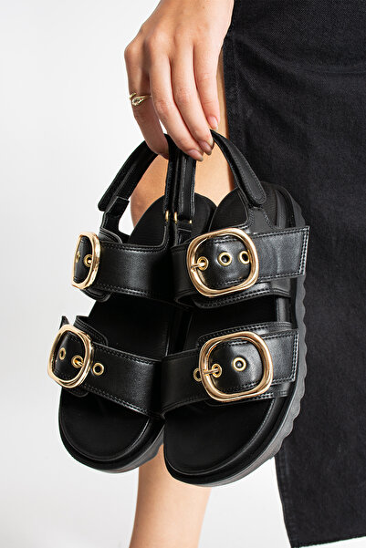 diya shoes Bercına Cırtlı Tokalı Anatomik Taban Sandalet Toka Aksesuar Detaylı