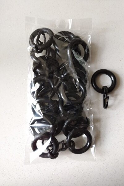 Konur Store Minyatür-küçük Rustik Perde Halkası Ve Klips Siyah Rengi- 20 Adet