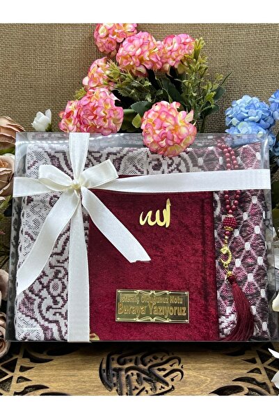 Medrese Yayınları Kadife Yasin Seccade Seti Hediyelik Çeyizlik Tesbih Iri Yaz...