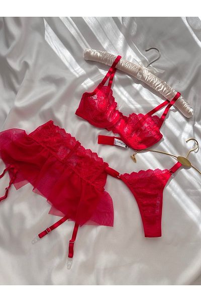 EDLİNGERİE Red Dolce Garter Set