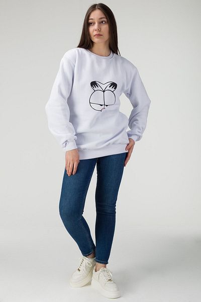 MODAGEN Φούτερ Unisex White Garfield με στάμπα με λαιμόκοψη