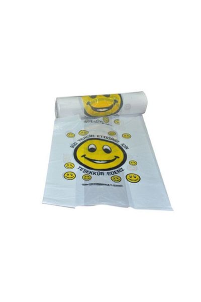 ECOPLAST Medium Size Smiling Face Printed Roll Bag - Grocery Bag