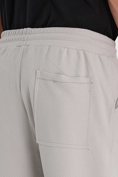 COMBİNE MİCHAİL Ανδρικό γκρι βαμβακερό παντελόνι Jogger με οθωμανικό σχέδιο με ελαστική μέση και κορδόνι