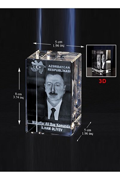 LAZERTEK Ilham Aliyev (İLHAM ALİYEV) Resimli Kristal Anı Objesi