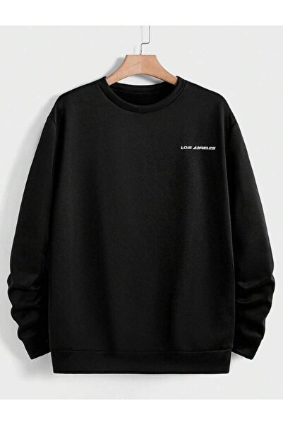 CAST COLLECTİON سويت شيرت أسود برقبة دائرية للجنسين من لوس أنجلوس مطبوع مصنوع...