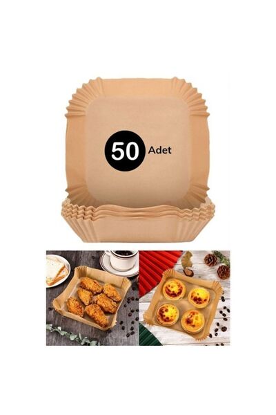 DMRTECH Airfryer Pişirme Kağıdı 50 Adet Hava Firitöz Kare Model