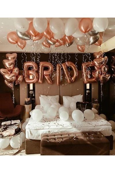 Görkem Toptan Rose Gold Bride Foil Balloon Set Helium Compatible Balloon Bachelorette Party