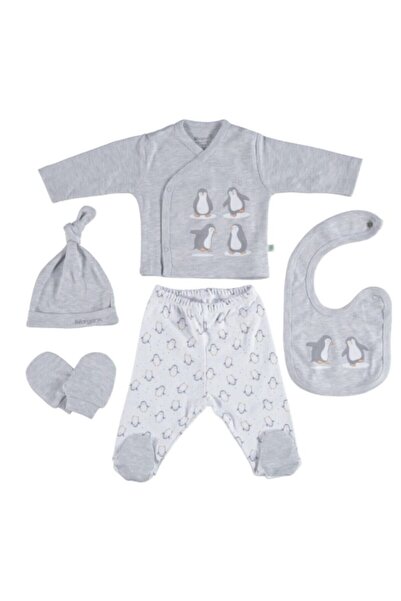 Bibaby Unisex Gray Biorganic Best Friends 5-Piece Bodysuit Set2017700265799