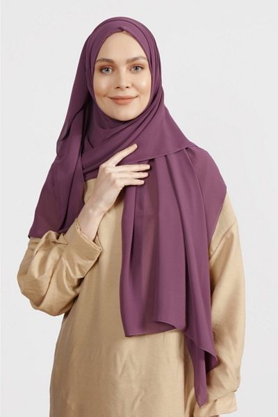 Differenza Şal din şifon creponat violet - Design mat