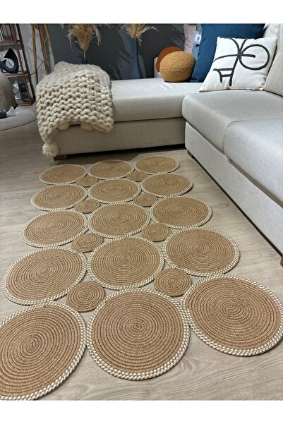 MaVaux Square Dikdörtgen Çift Taraflı Jüt Hasır Halı Kilim