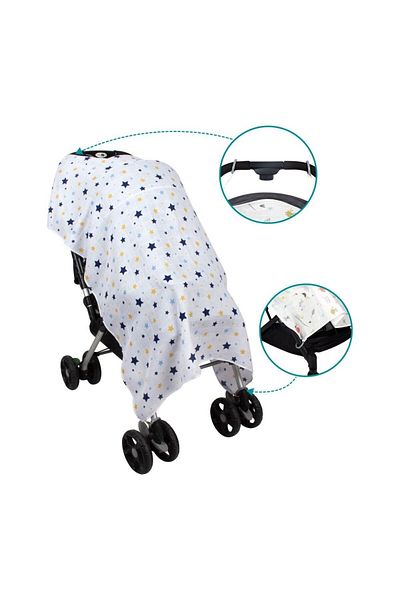 Sevi Bebe Muslin Baby Stroller Cover Art-42 Starburst Blue