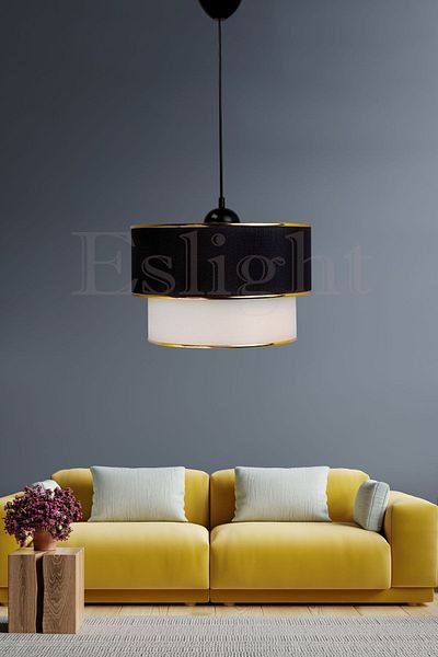 Eslight ثريا بمصباح مفرد حديث من Gum باللون الأسود Es-sk01