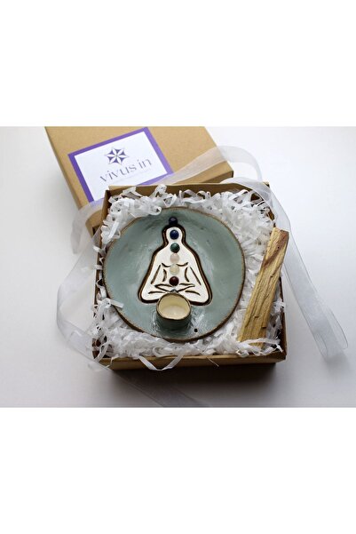 vivus in Vivusin Doğal Çakra Taşlı Palo Santo El Yapımı Buda Seramik Tütsülük Adaçayı - Hediyelik Kutusunda