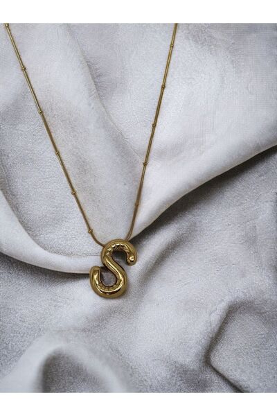 Brillo Çelik Balon (S) Harfli Kolye Paslanmaz