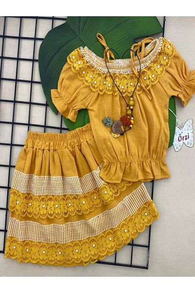 ÖRZİKİDS skirted gradient with pearls suit