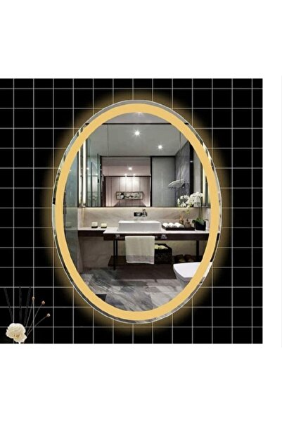 Toprak dekor 80*60 Elips Kumlamalı Ayna Banyo Aynası Ledli Ayna Makyaj Aynası