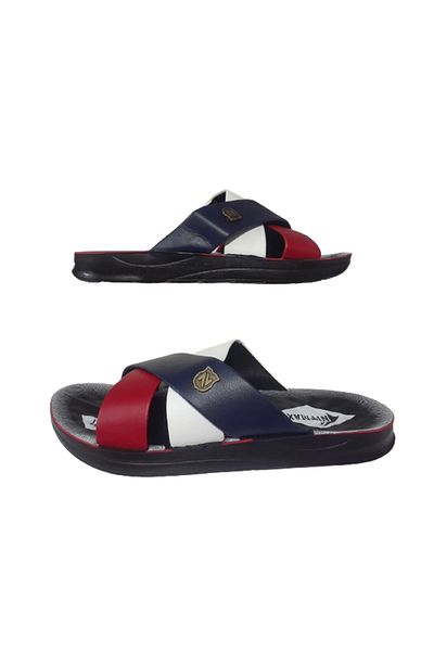 NİTMAX Nitmax Men's Slippers - Navy Blue-red, Cross Soft Autopedic Sole, Daily Use, ntmaxx68-10