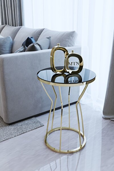 Nies Aksesuar Kum Saati Tekli Gold Kaplama Siyah Cam