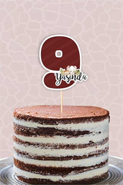 neşeli günlerim Σαφάρι Παστέλ 9 ετών (έννα) Στολίδι για τούρτα *παχύ χαρτί