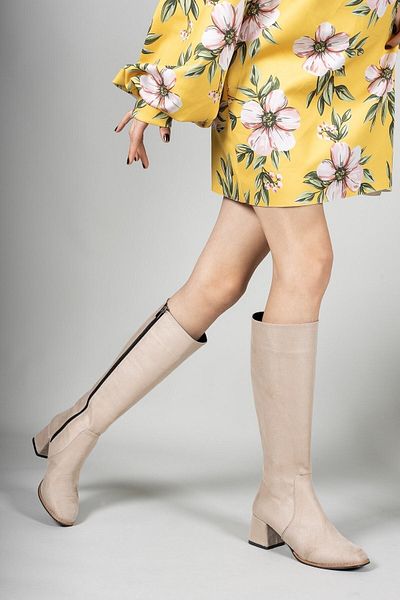 Riccon Γυναικείες Μπότες Nude Suede 0012064