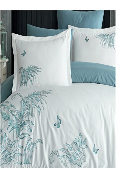 MARİBOR HOME Σετ Παπλωματοθήκης από Σατέν Βαμβακερό Μπλε Μαριμπόρ