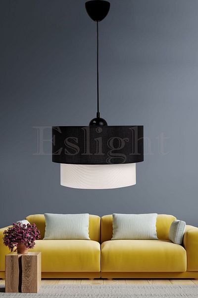 Eslight ثريا بمصباح معلق واحد من باستا باللون الأسود E195