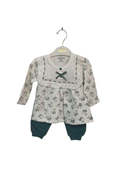 Aziz Bebe Baby Girl Suit with Ribbon Bow and Scallop Collar