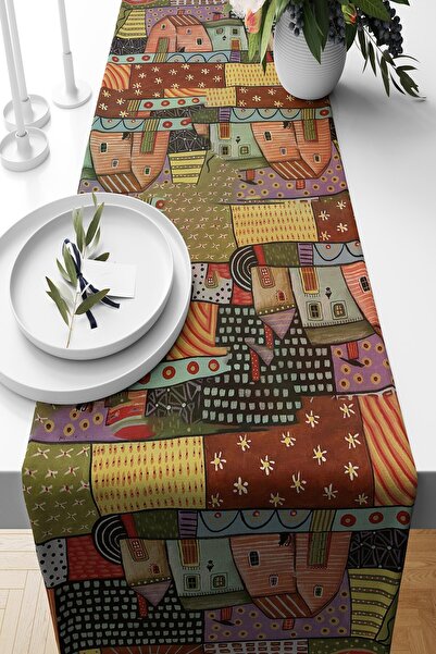 Pelangi Summer House Patterned Patchwork Runner - Stain Resistant Fabric, Liv...