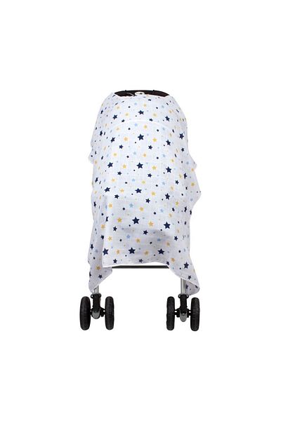 Sevi Bebe Muslin Baby Stroller Cover Art-42 Starburst Blue